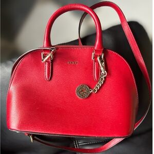 DKNY Bryant Dome Satchel Red with Gold Hardware
